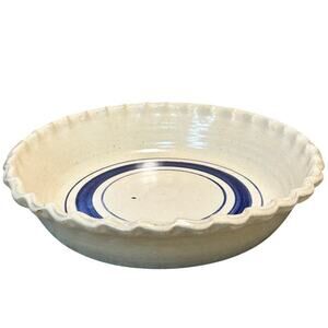 Nettlebed Pottery String Prairie Texas Ruffle Edge Holiday 11" inch Pie Plate